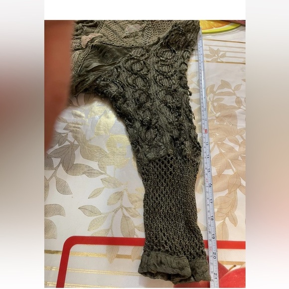 Bohemian Textured VTG Bizzarro Blouse/sweater Lace Crochet Velour Italy size M/L - Picture 9 of 10